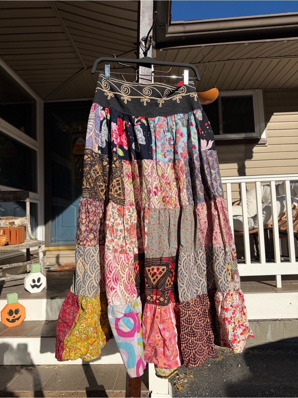 Vintage Patchwork Boho Maxi Skirt